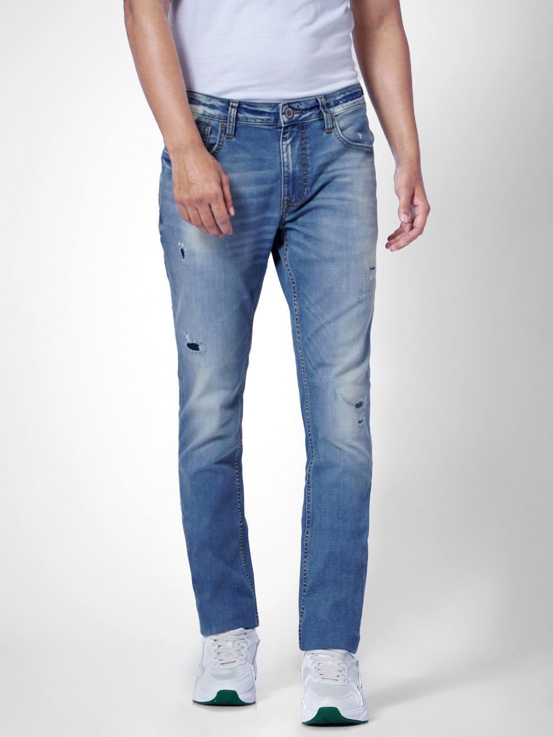 Light Blue Low Rise Distressed Ben Skinny Jeans