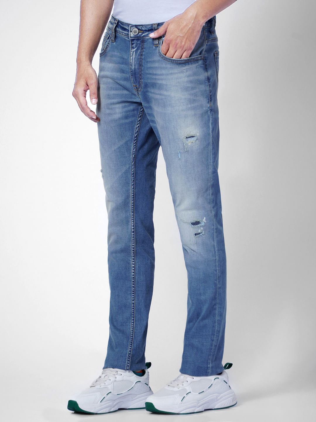 Light Blue Low Rise Distressed Ben Skinny Jeans