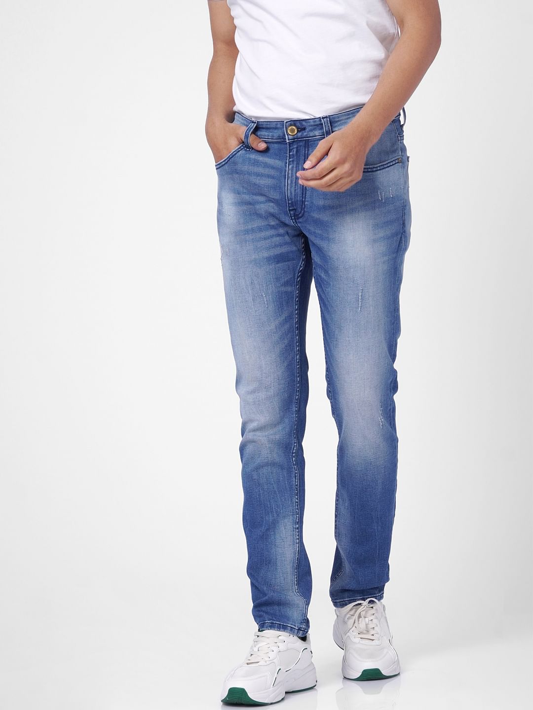 Blue Low Rise Washed Ben Skinny Jeans