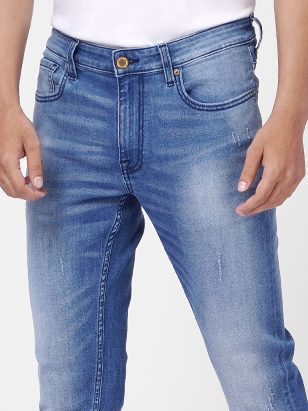 Blue Low Rise Washed Ben Skinny Jeans