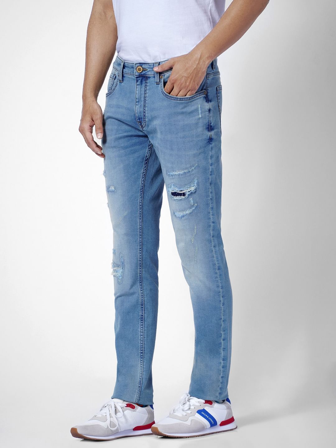 Light Blue Low Rise Distressed Ben Skinny Jeans