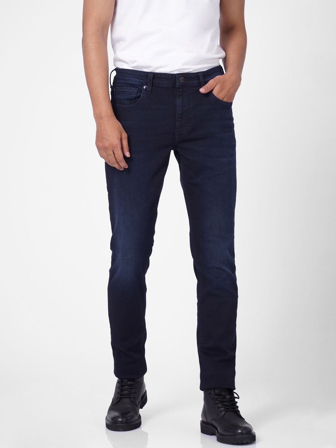 Dark Blue Low Rise Slim Fit Jeans