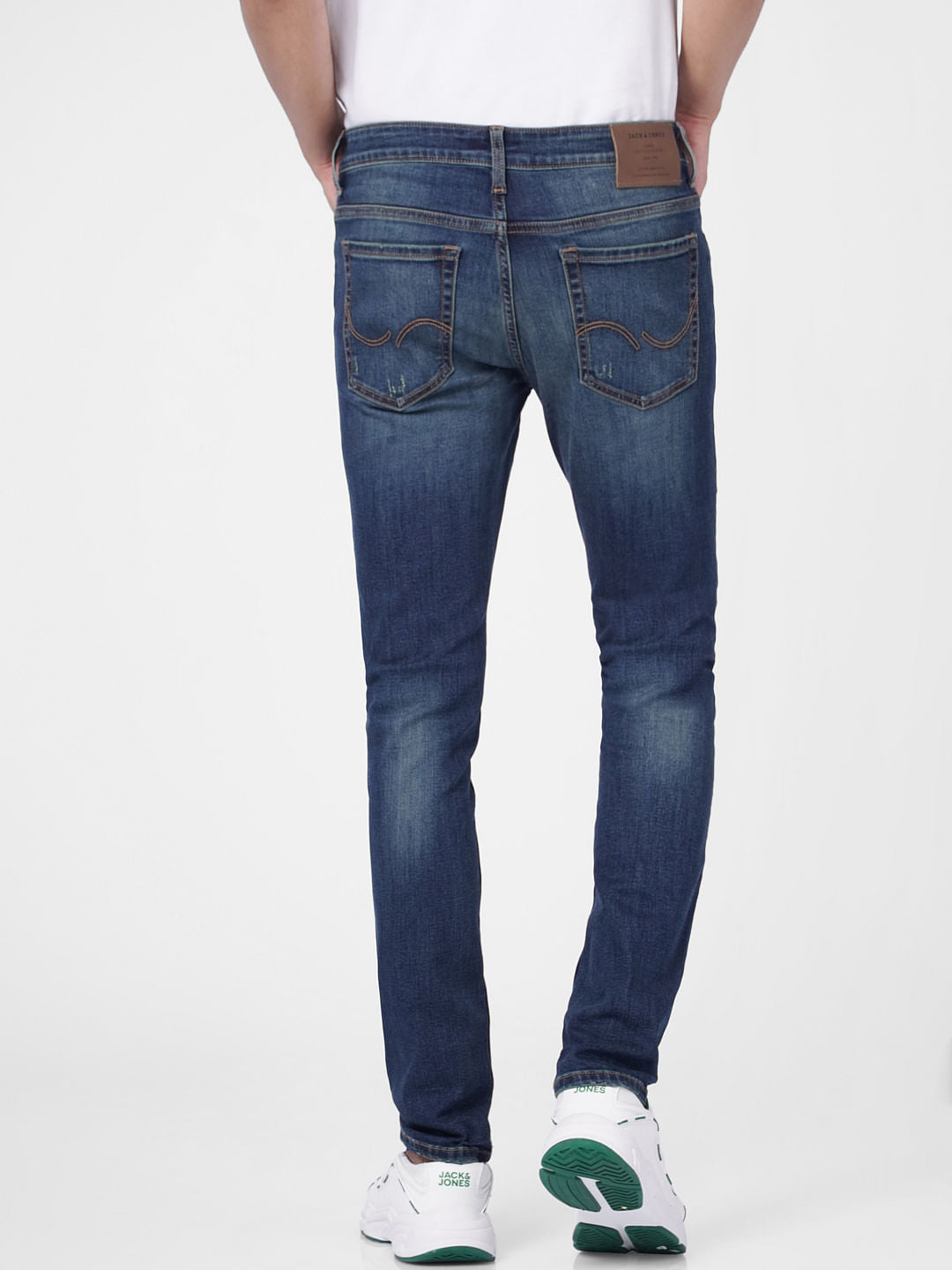 Dark Blue Low Rise Distressed Glenn Slim Fit Jeans