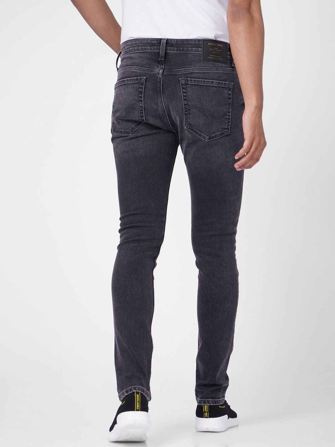Grey Low Rise Distressed Skinny Jeans