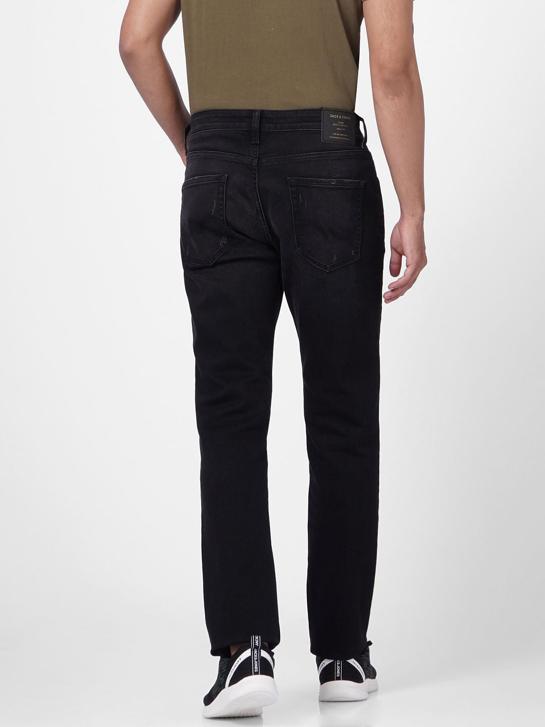 Black Low Rise Distressed Tim Anti Fit Jeans