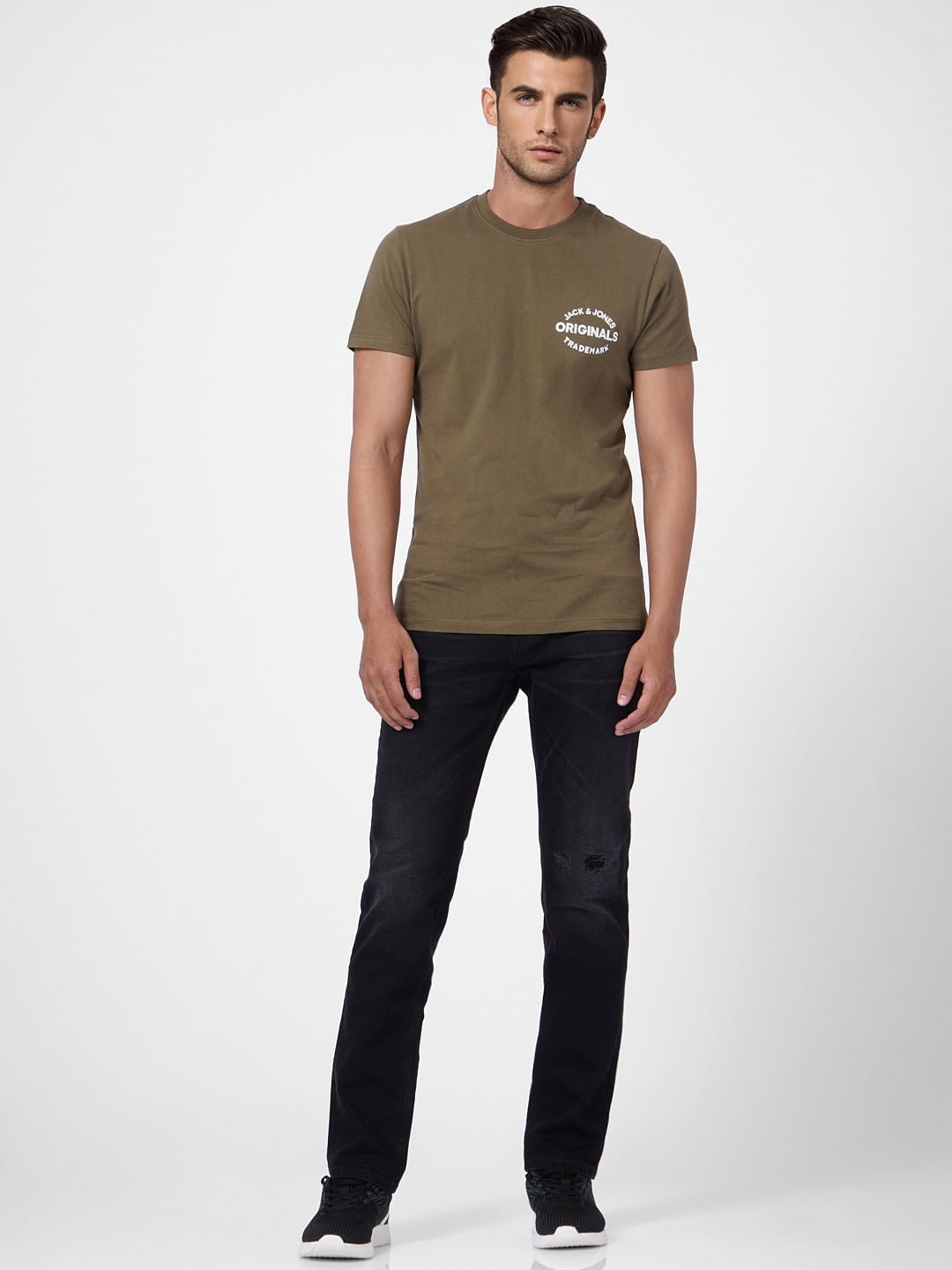 Black Low Rise Distressed Tim Anti Fit Jeans