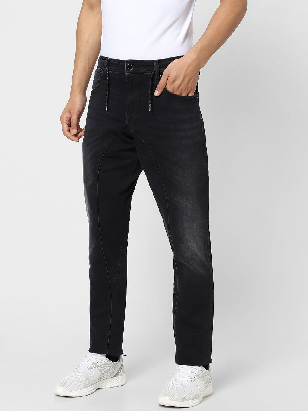 Black Low Rise Washed Simon Anti Fit Jeans