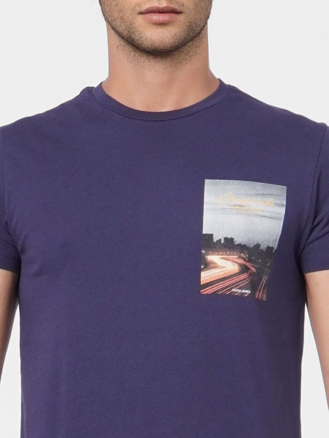 Blue Graphic Print Crew Neck T-shirt