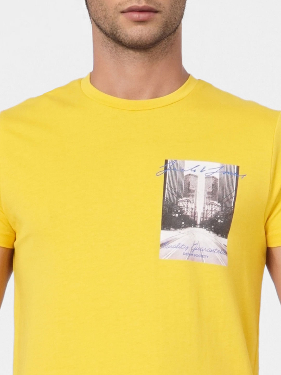 Yellow Graphic Print Crew Neck T-shirt