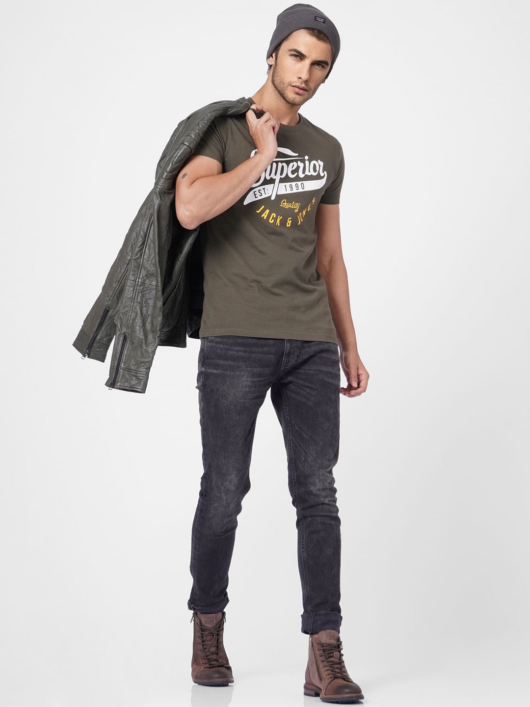 Green Logo Print Crew Neck T-shirt