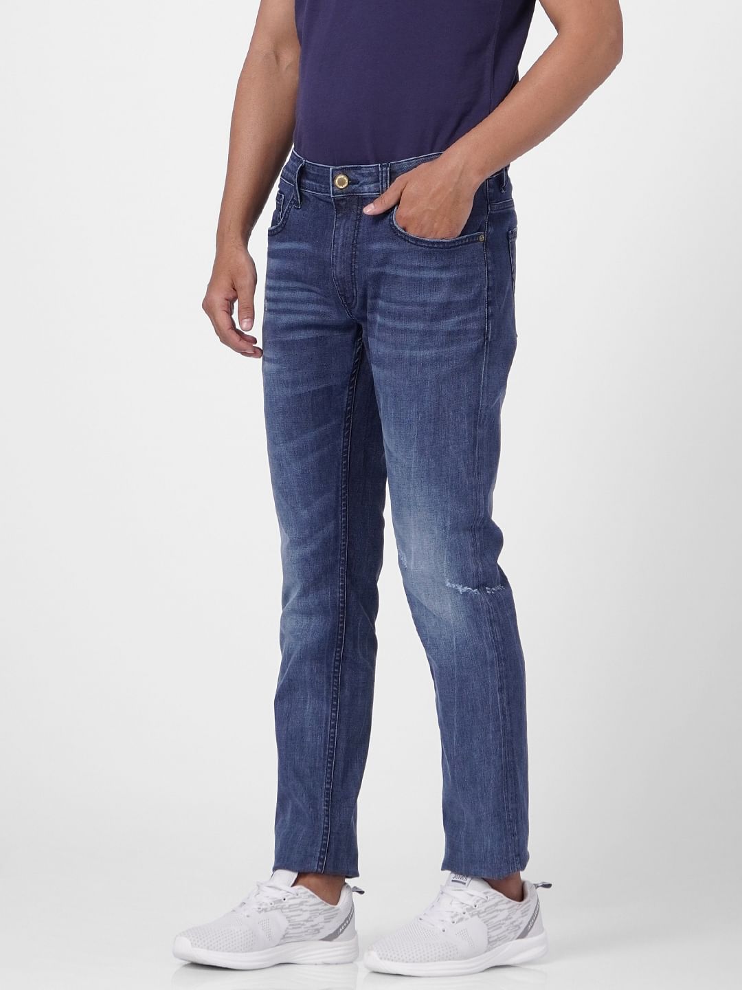 Blue Low Rise Washed Ben Skinny Fit Jeans