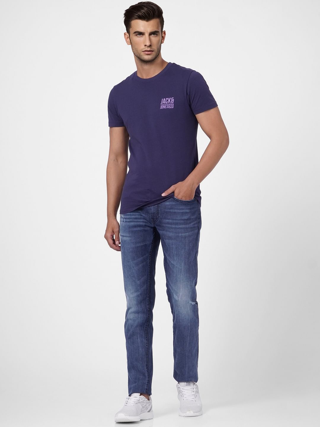 Blue Low Rise Washed Ben Skinny Fit Jeans