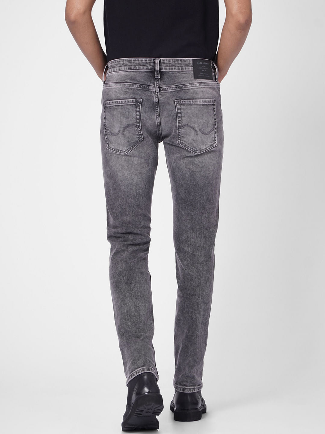 Grey Low Rise Washed Tim Slim Fit Jeans