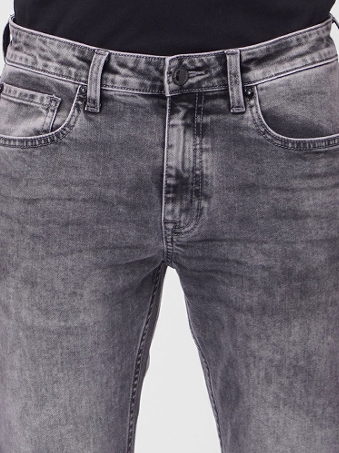 Grey Low Rise Washed Tim Slim Fit Jeans