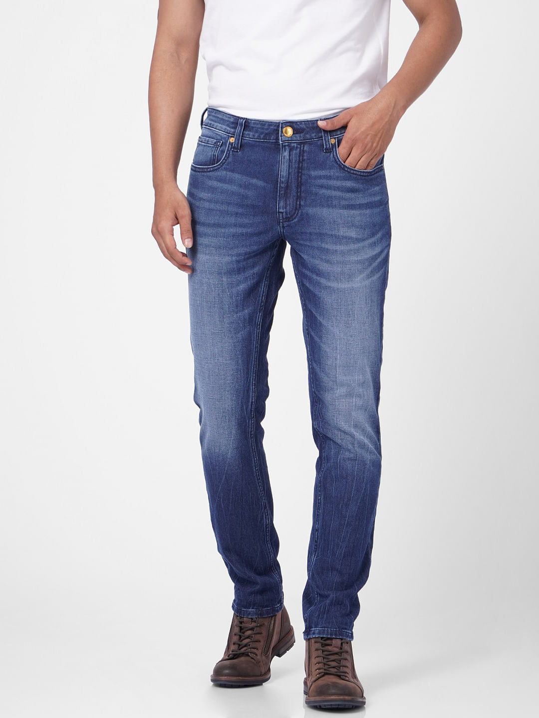 Blue Low Rise Washed Ben Skinny Jeans