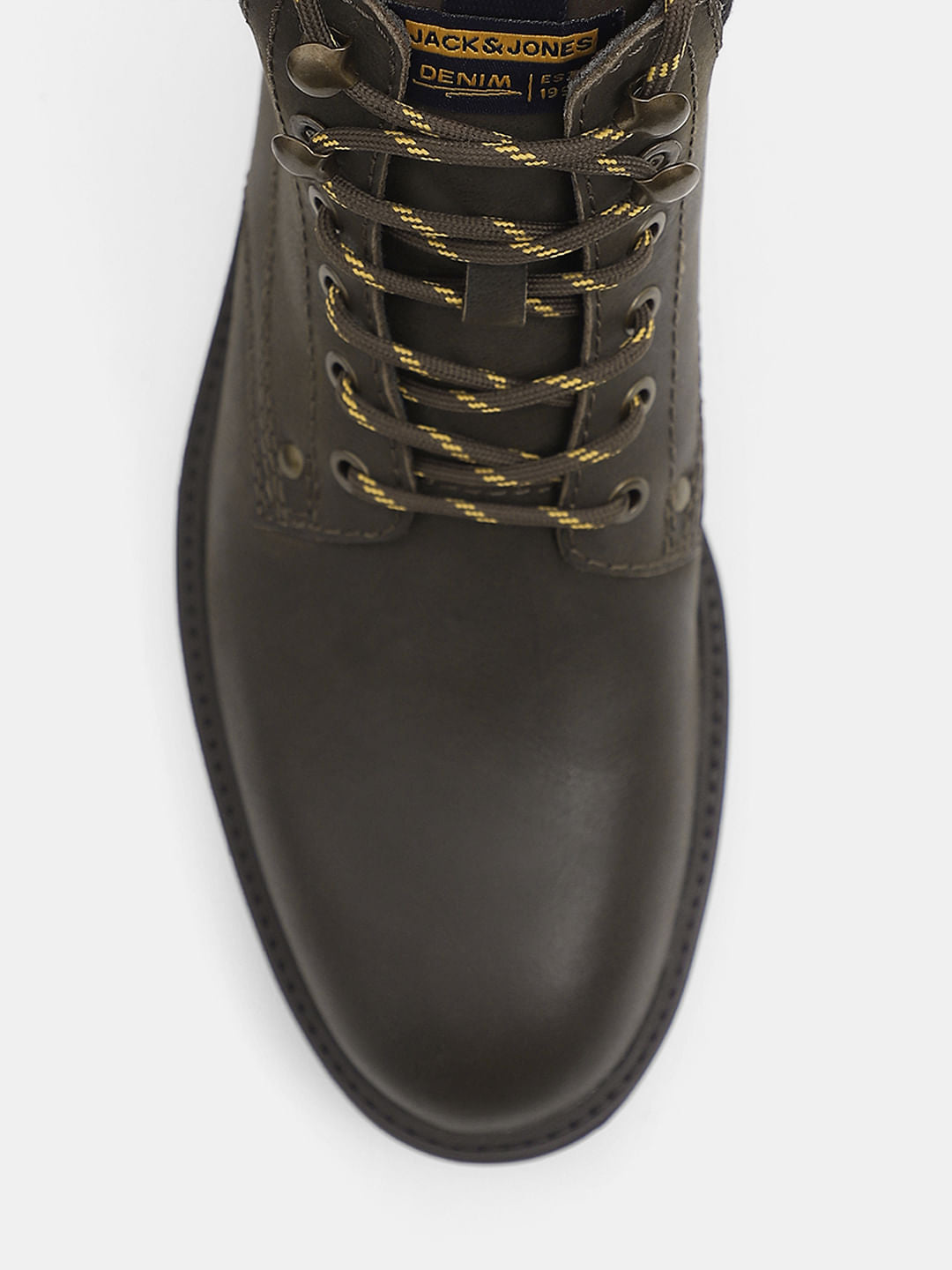 Olive High-Top Leather Boots