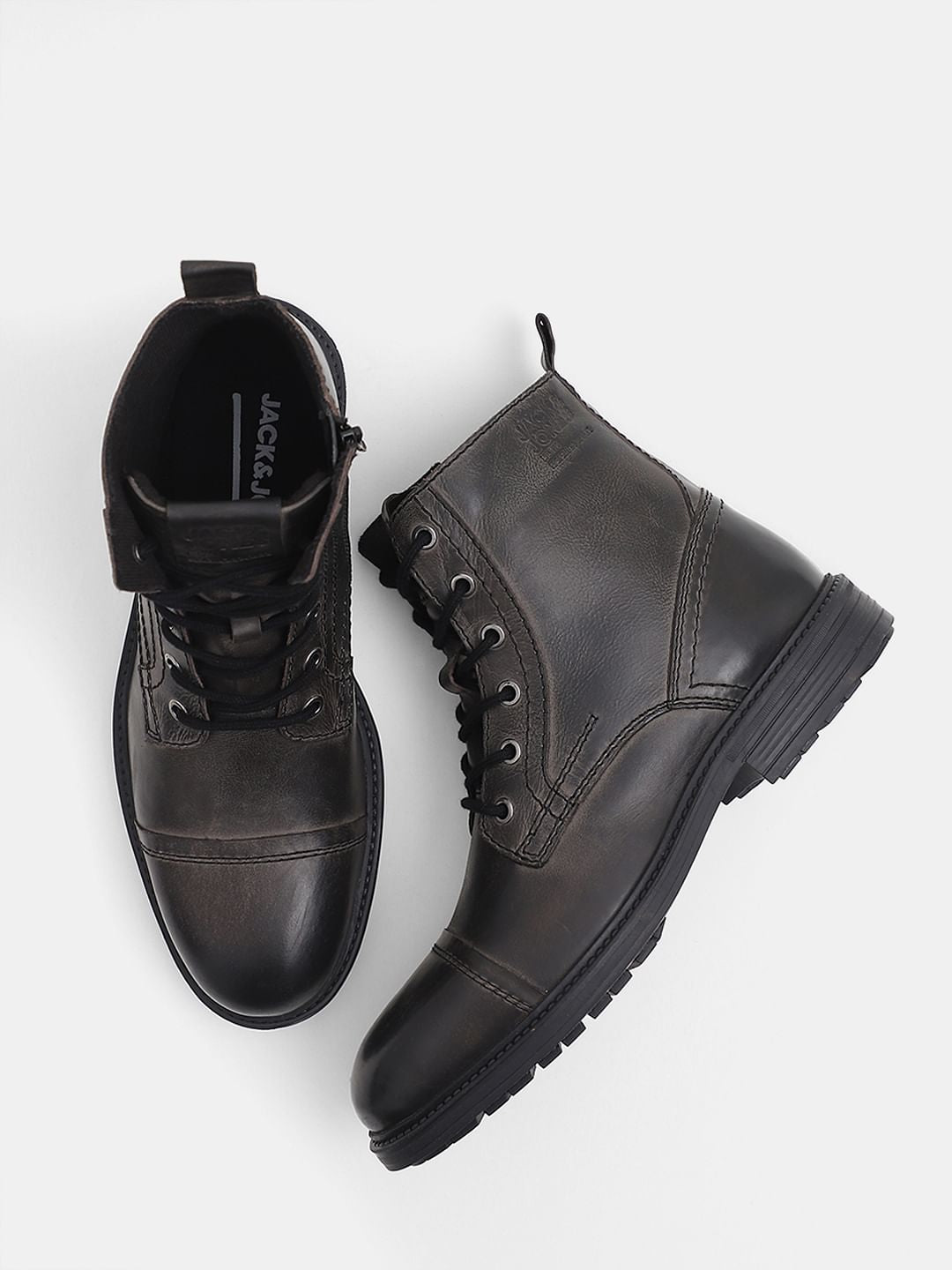 Black Mid-Top Leather Boots