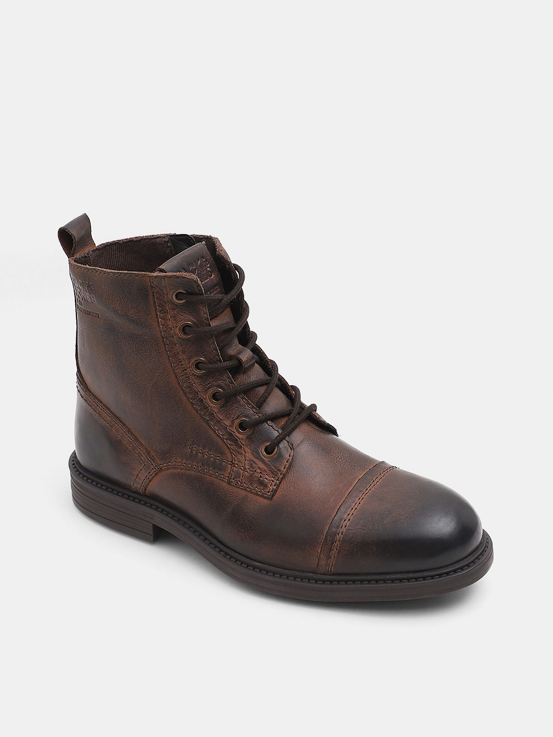Brown Mid-Top Leather Boots