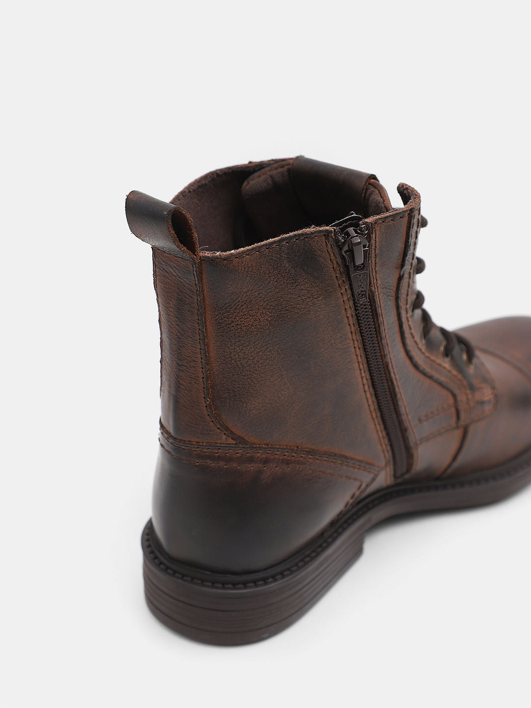 Brown Mid-Top Leather Boots