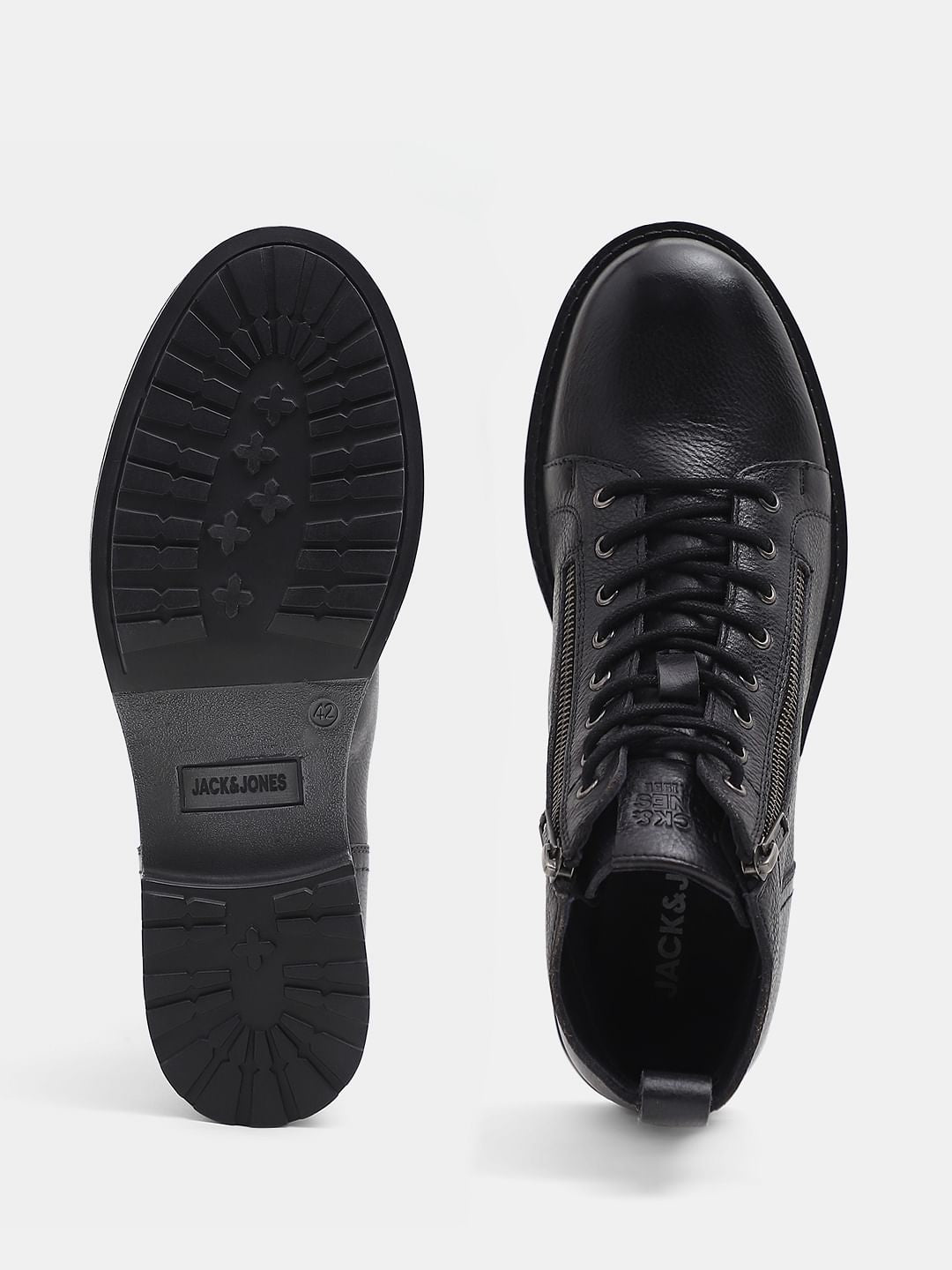 Black Mid-Top Premium Leather Boots
