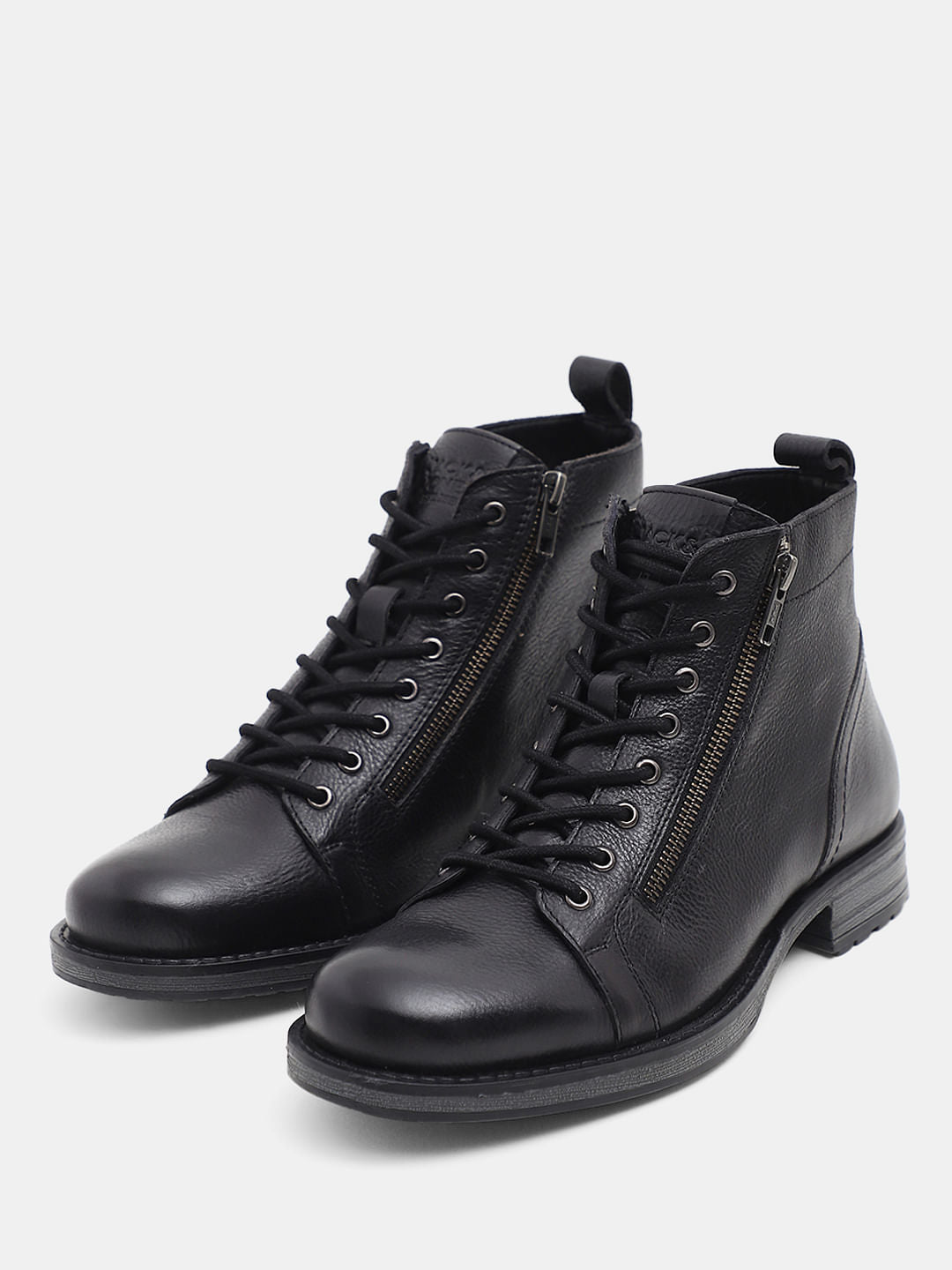 Black Mid-Top Premium Leather Boots