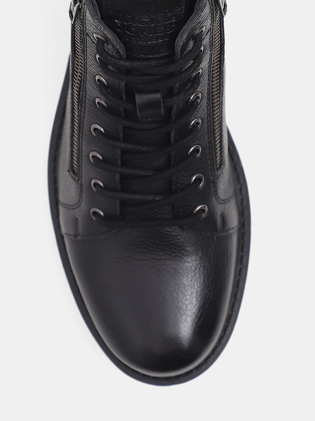 Black Mid-Top Premium Leather Boots