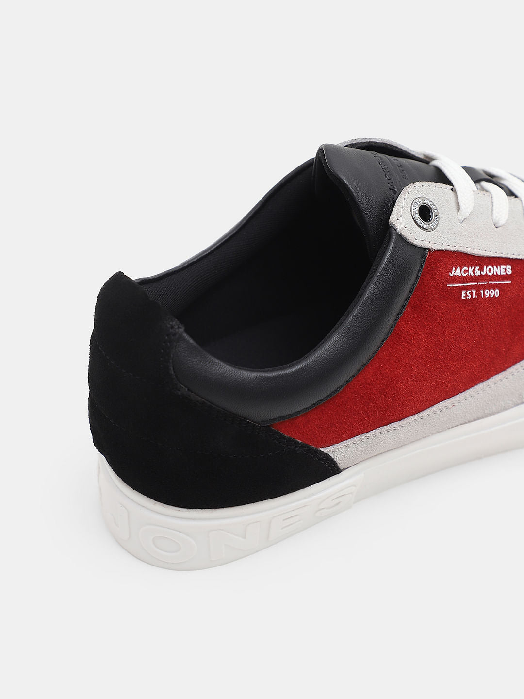 Black Colourblocked Leather Sneakers