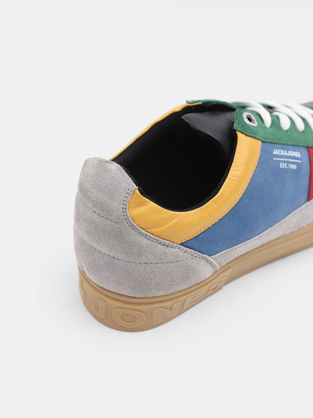 Red Colourblocked Leather Sneakers