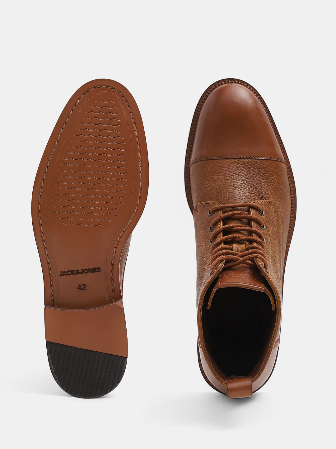 Tan Textured Leather Boots