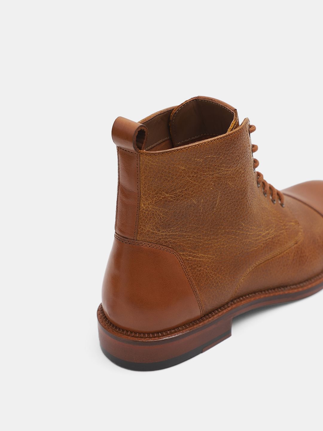 Tan Textured Leather Boots