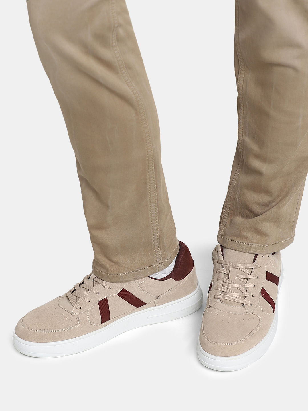 Beige Suede Classic Sneakers