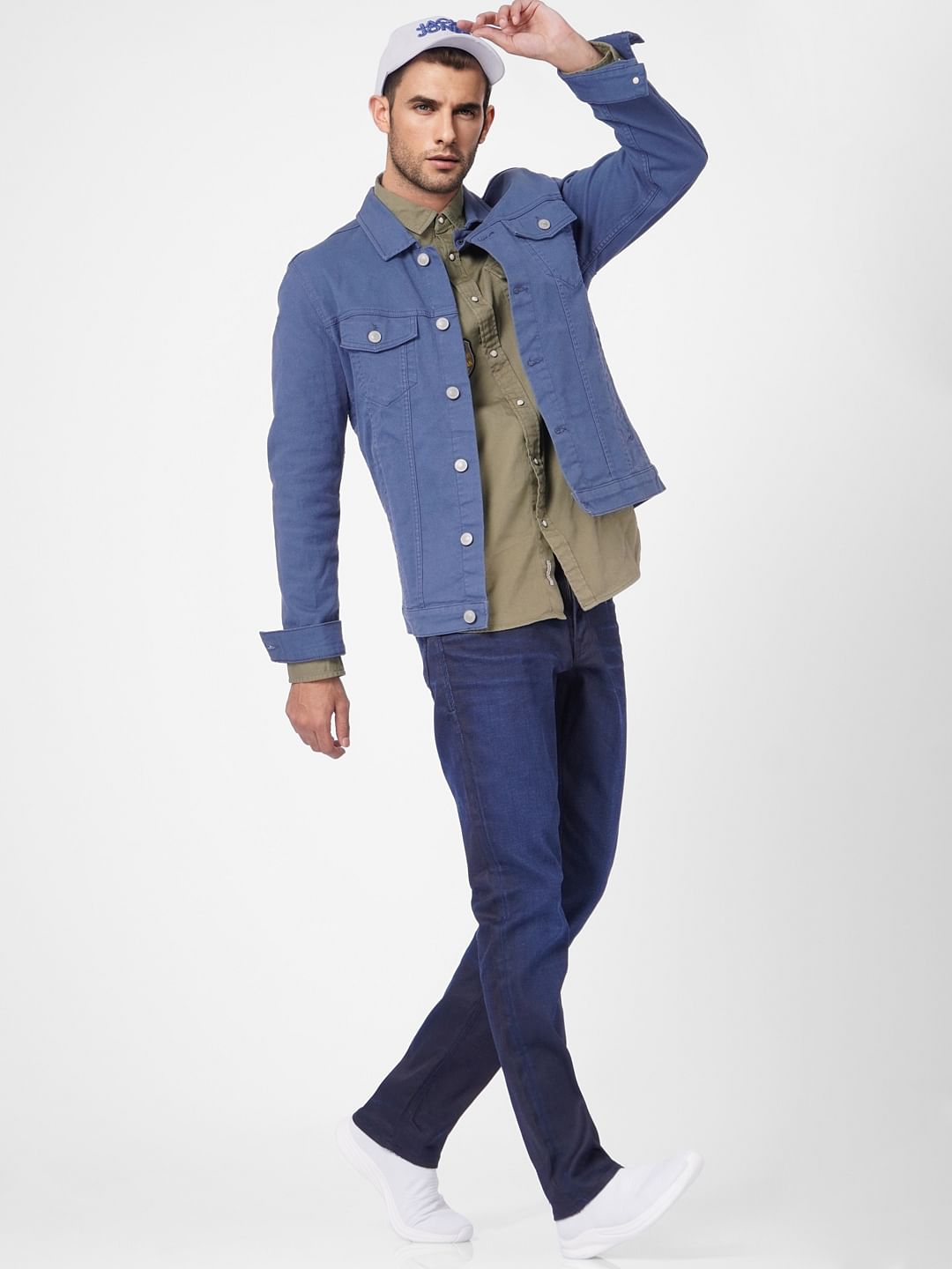 Blue Mid Rise Clark Regular Fit Jeans