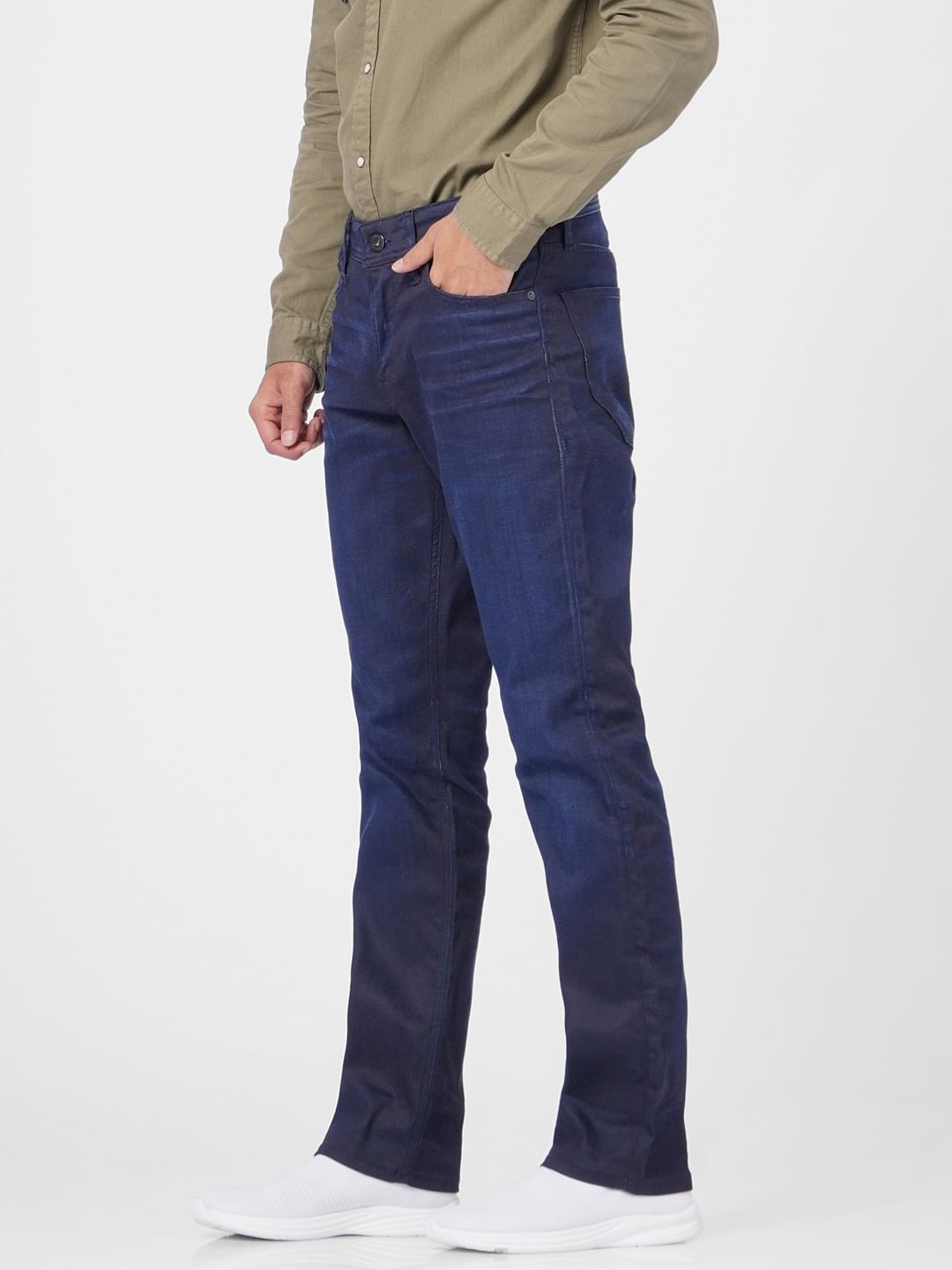Blue Mid Rise Clark Regular Fit Jeans