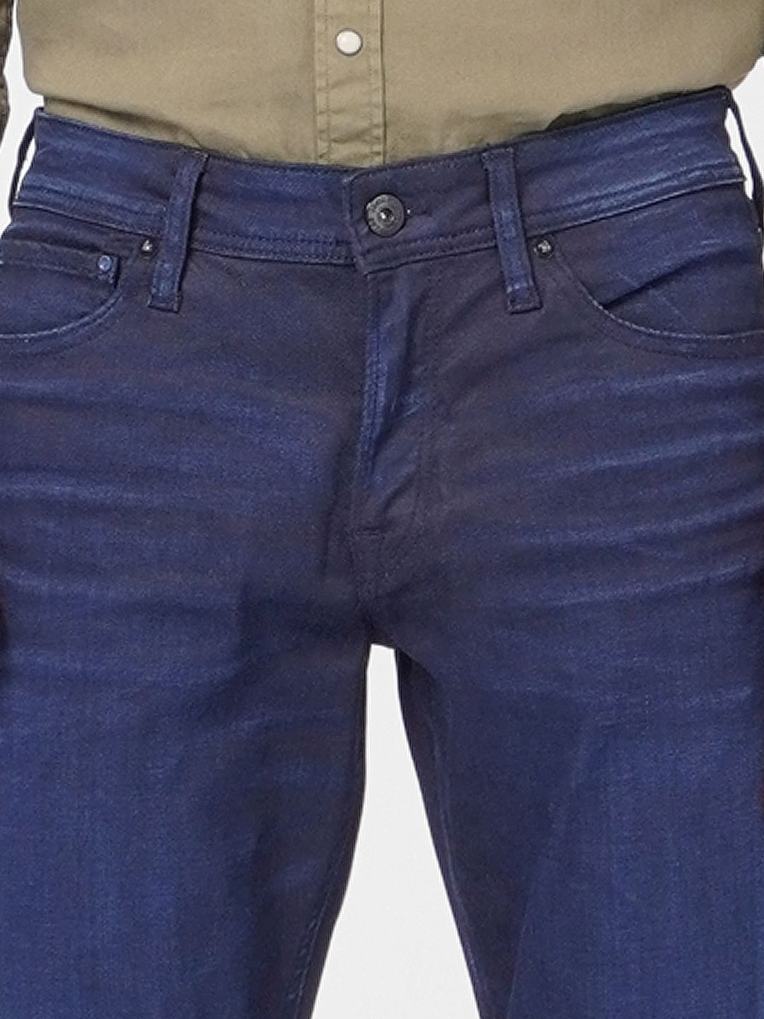 Blue Mid Rise Clark Regular Fit Jeans