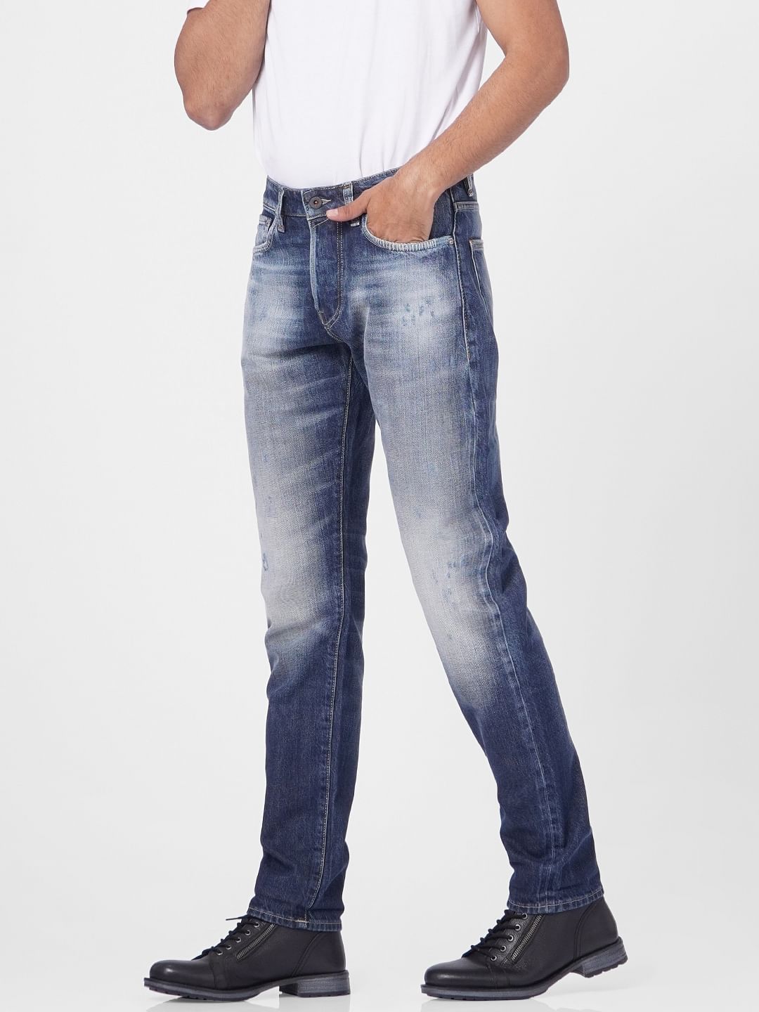 Blue Low Rise Tim Anti Fit Jeans