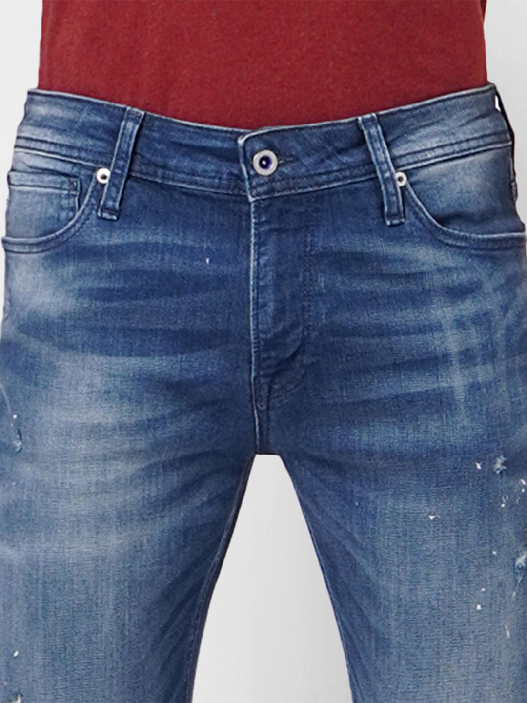 Blue Low Rise Liam Torn Skinny Jeans