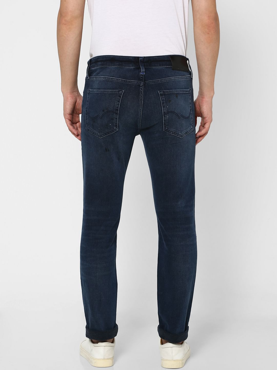 Dark Blue Low Rise Ben Torn Skinny Jeans