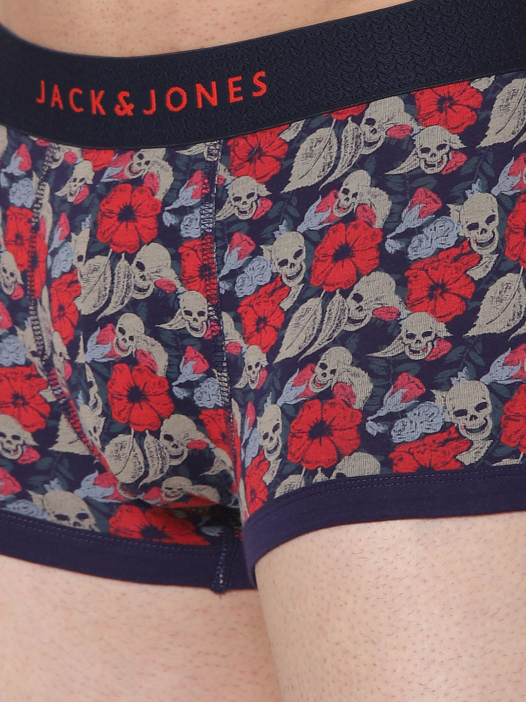 Blue Skull Print Brazilian Trunks