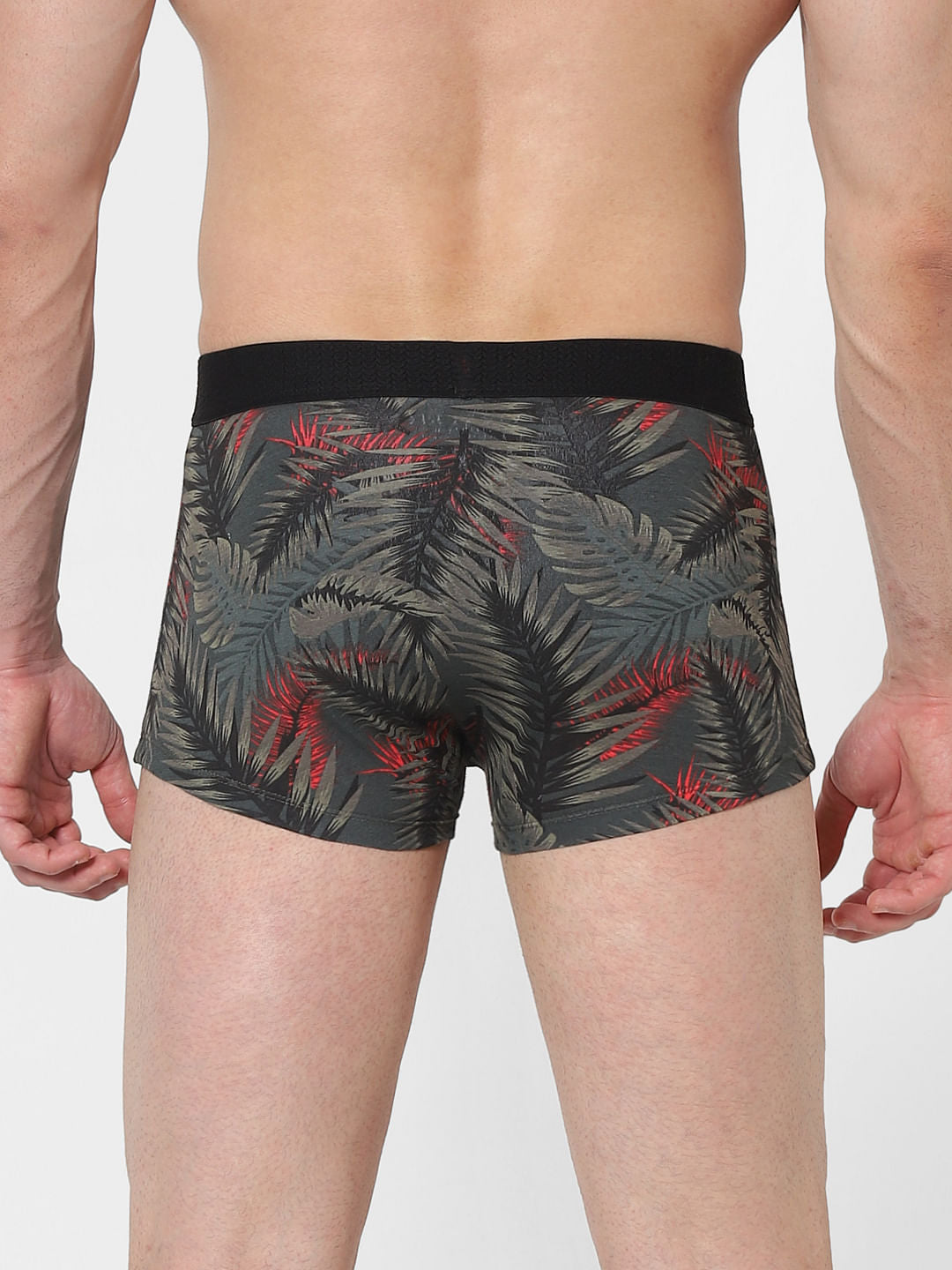 Green Tropical Print Brazilian Trunks
