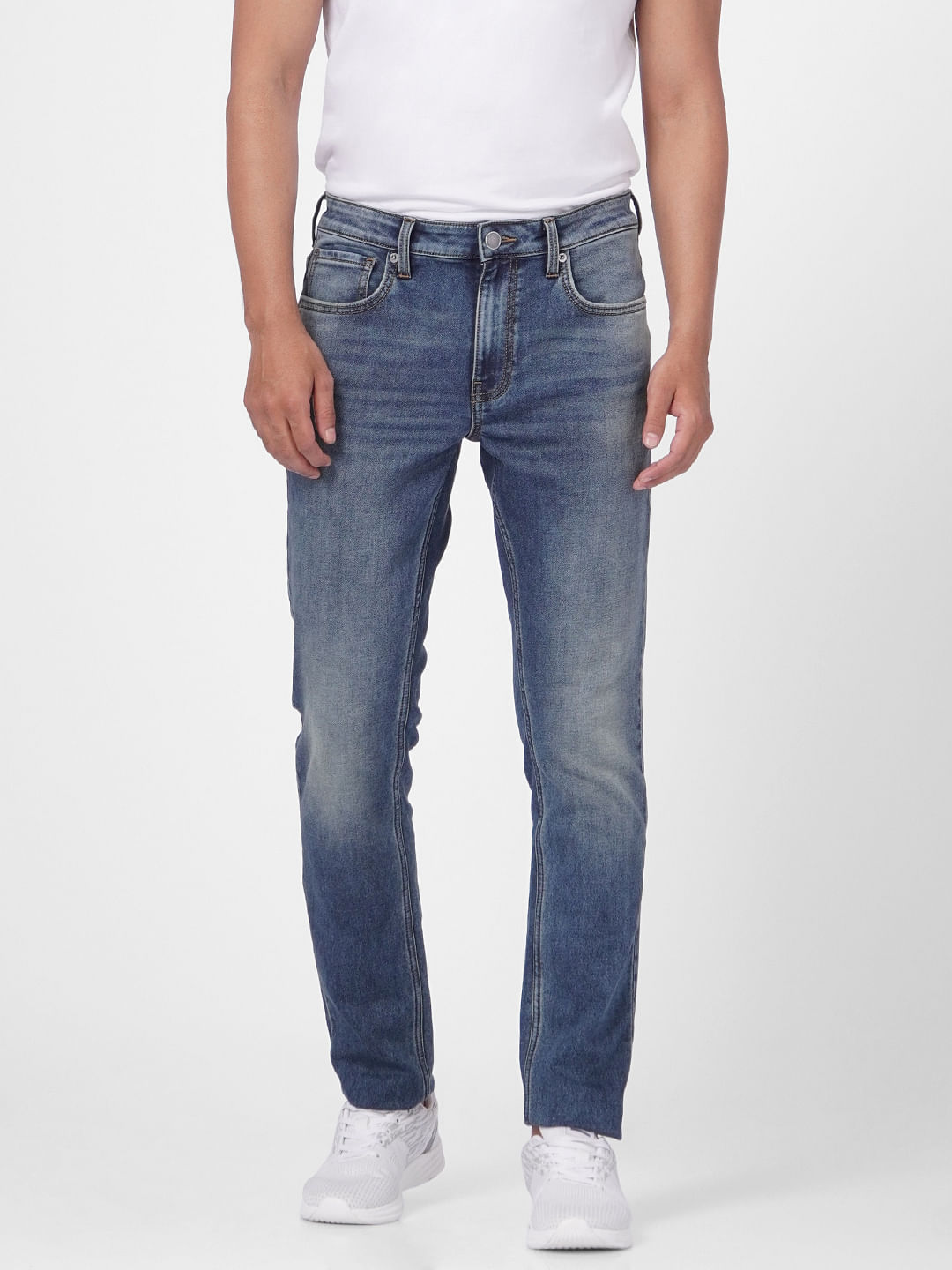 Dark Blue Low Rise Washed Ben Skinny Fit Jeans