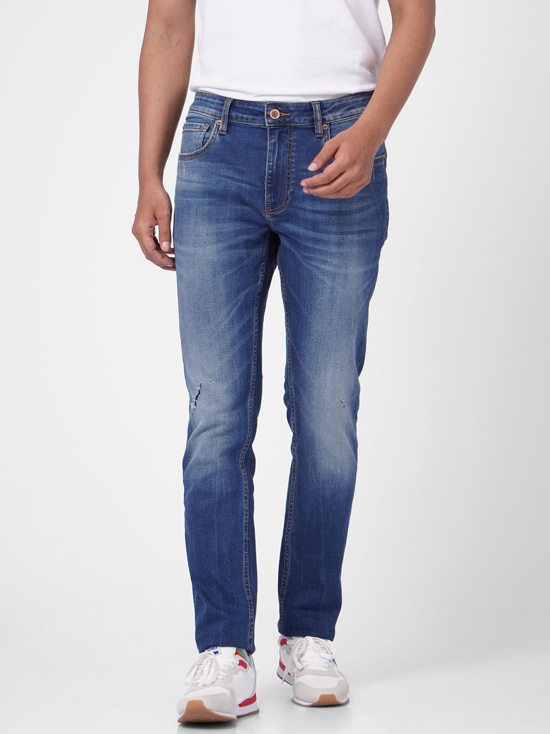 Light Blue Low Rise Distressed Ben Skinny Jeans