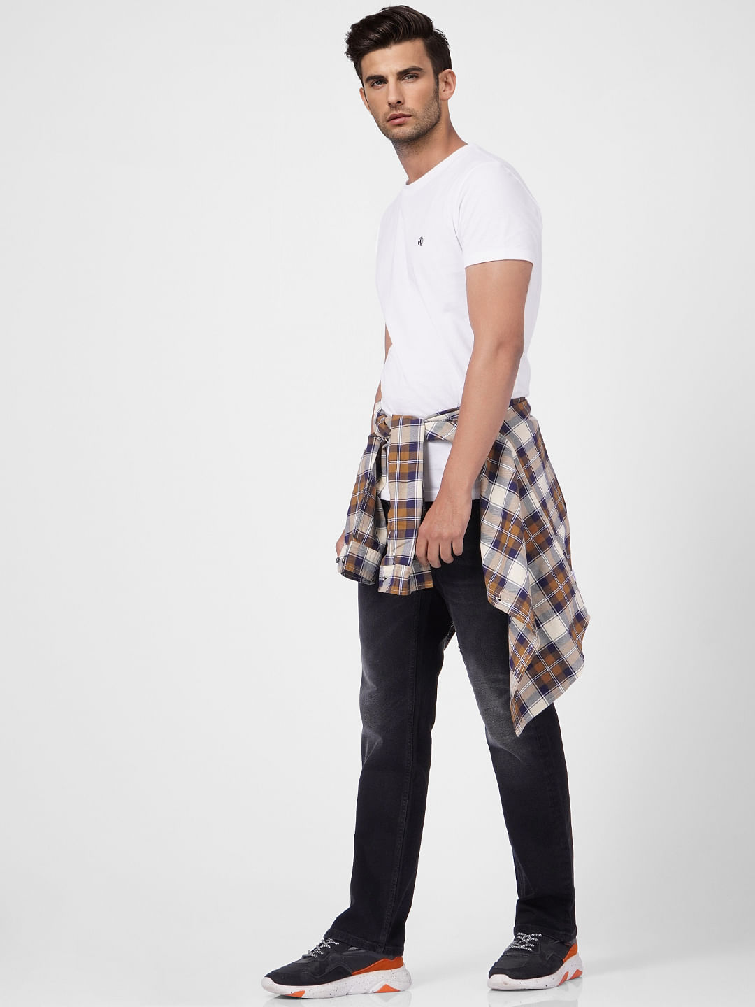 Black Mid Rise Clark Regular Fit Jeans