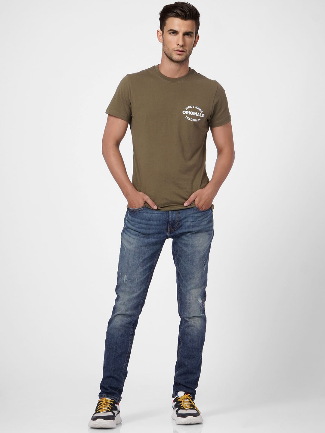 Blue Low Rise Washed Ben Skinny Fit Jeans