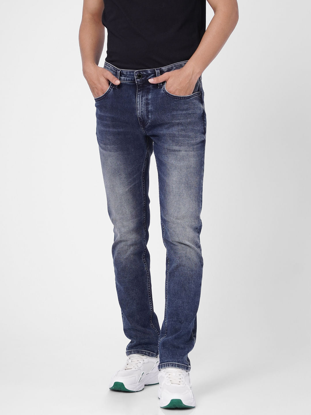 Dark Blue Low Rise Washed Ben Skinny Jeans