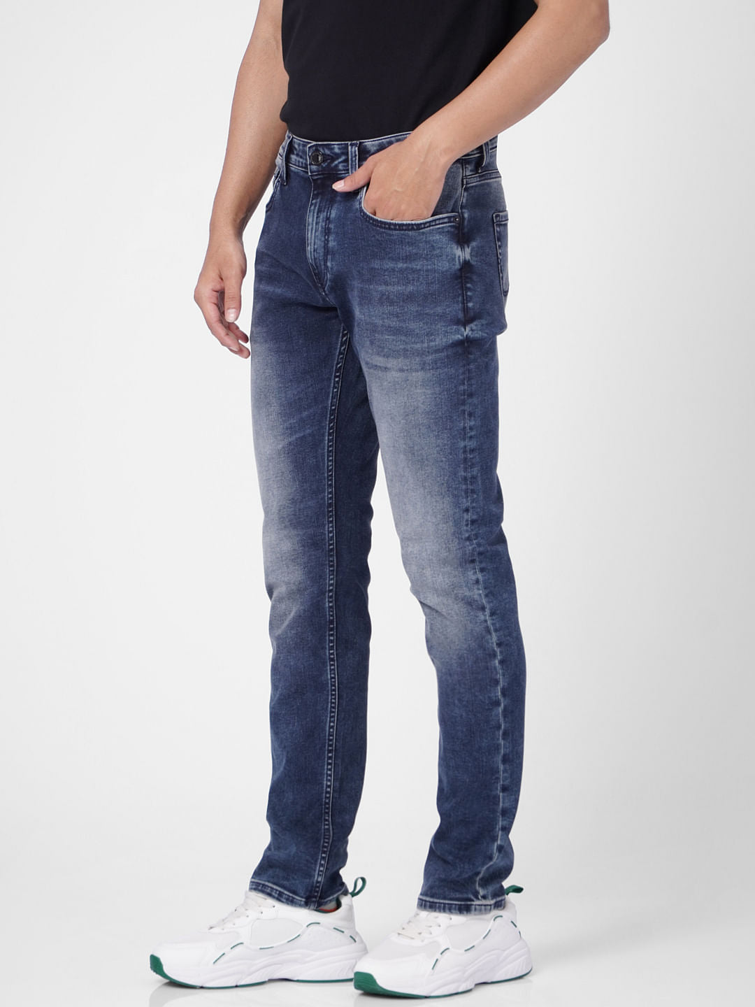 Dark Blue Low Rise Washed Ben Skinny Jeans