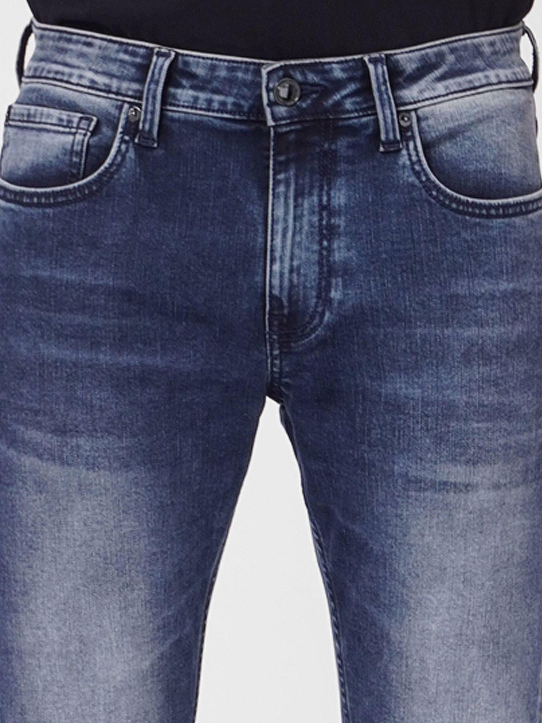 Dark Blue Low Rise Washed Ben Skinny Jeans