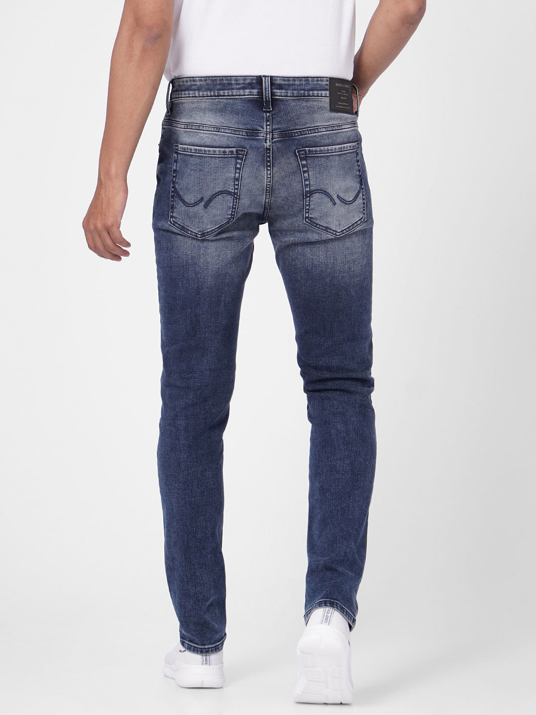 Dark Blue Low Rise Washed Tim Anti Fit Jeans