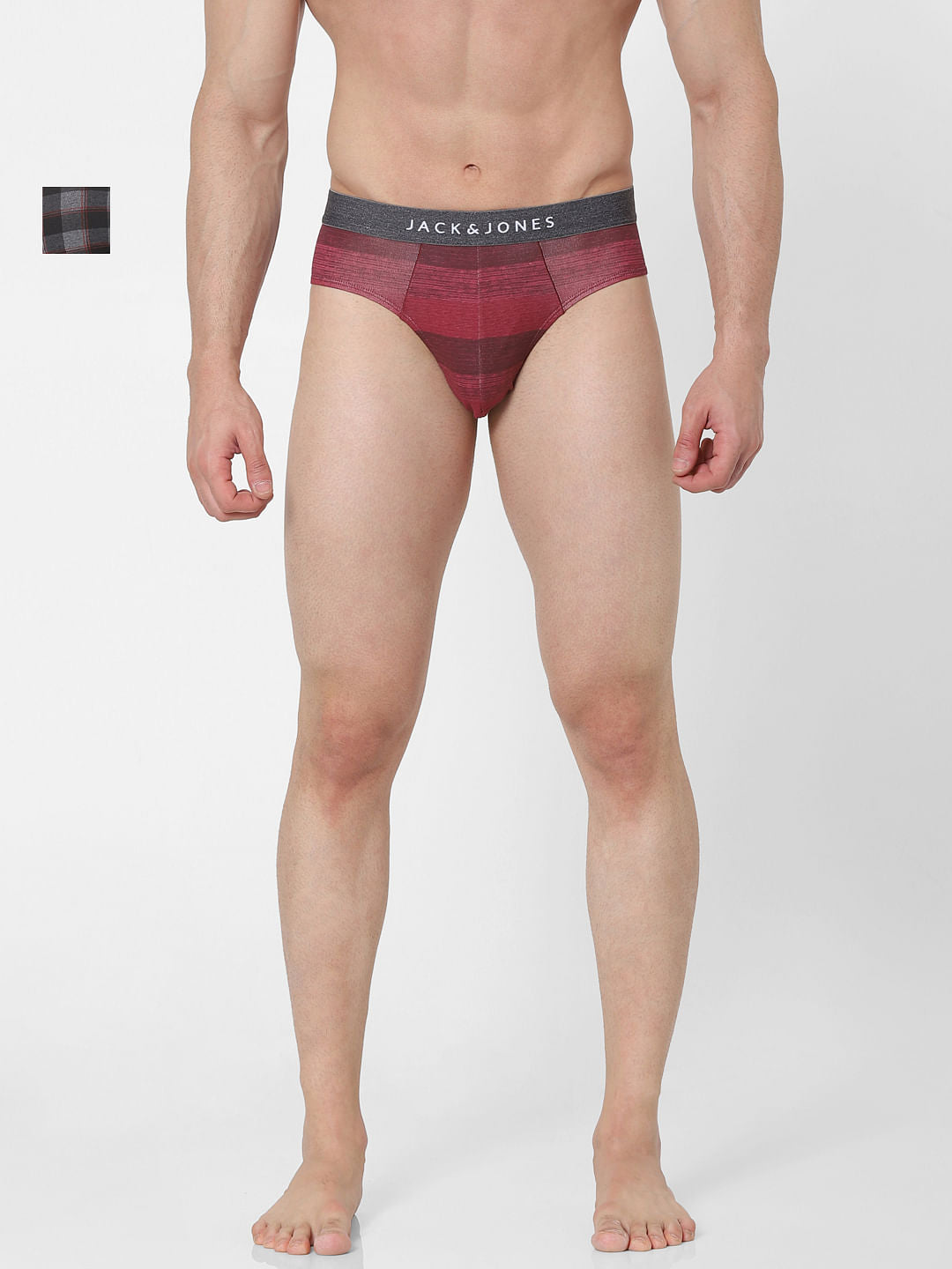 Pack of 2 Check Briefs - Black & Red