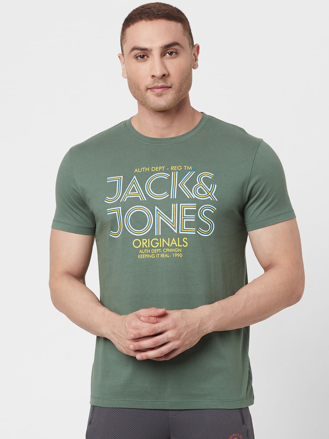 Green Logo Print Crew Neck T-shirt