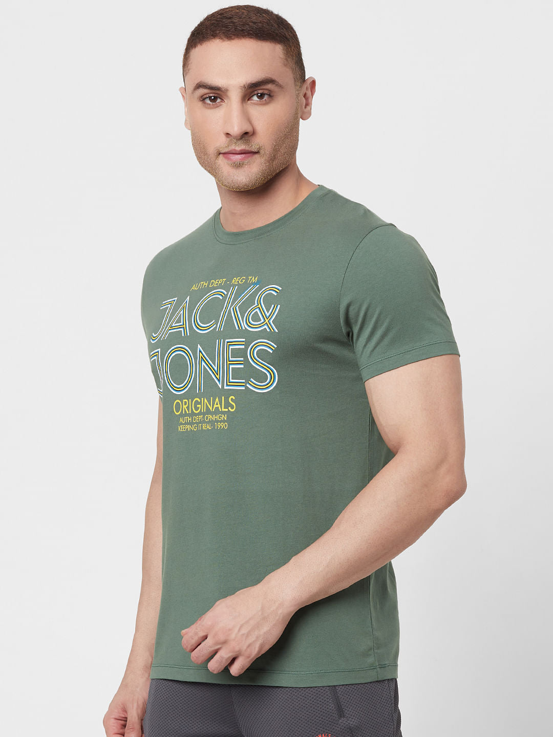 Green Logo Print Crew Neck T-shirt